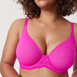 Women's Vintage Lace Sheer Mesh Bra Glitter Pink