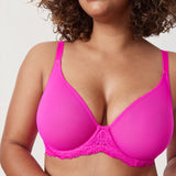 Women's Vintage Lace Sheer Mesh Bra Glitter Pink