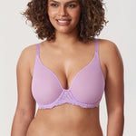 Women's Vintage Lace Sheer Mesh Bra Glaze Purple