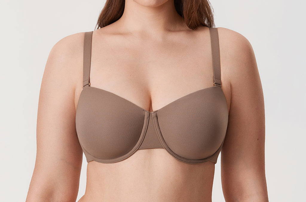 Women's Everyday Underwire Balconette Bra Brown Purple