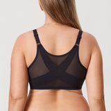 Women's Lace Front Closure Posture Bra Black