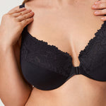 Women's Lace Front Closure Posture Bra Black