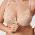 Women's Lace Front Closure Posture Bra Beige