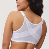 Women's Lace Front Closure Posture Bra White