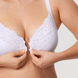 Women's Lace Front Closure Posture Bra White