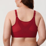 Women's Lace Front Closure Posture Bra Dark Red
