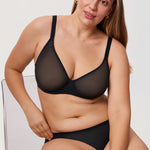 Women's Sheer Mesh Full Coverage Bra Black