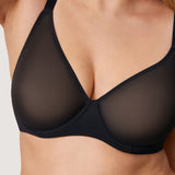 Women's Sheer Mesh Full Coverage Bra Black