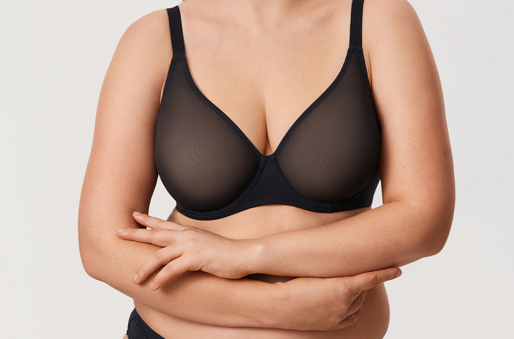 Women's Sheer Mesh Full Coverage Bra Black