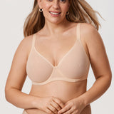 Women's Sheer Mesh Full Coverage Bra Beige