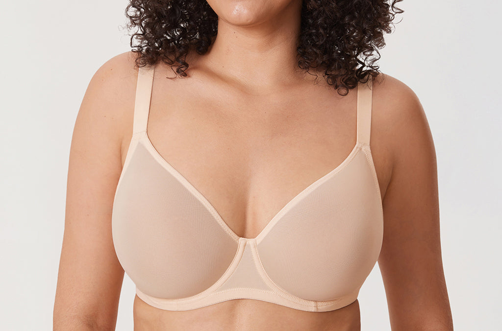 Women's Sheer Mesh Full Coverage Bra Beige