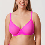 Women's Sheer Mesh Full Coverage Bra Glitter Rose