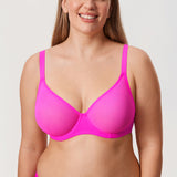 Women's Sheer Mesh Full Coverage Bra Glitter Rose