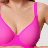 Women's Sheer Mesh Full Coverage Bra Glitter Rose