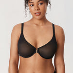 Women's Sheer Mesh Front Closure Posture Bra Black