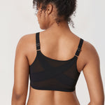 Women's Sheer Mesh Front Closure Posture Bra Black