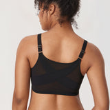 Women's Sheer Mesh Front Closure Posture Bra Black