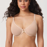 Women's Sheer Mesh Front Closure Posture Bra Beige