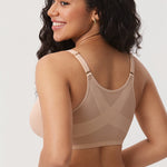 Women's Sheer Mesh Front Closure Posture Bra Beige