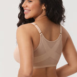 Women's Sheer Mesh Front Closure Posture Bra Beige