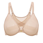 Women's Sheer Mesh Front Closure Posture Bra Beige