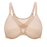Women's Sheer Mesh Front Closure Posture Bra Beige
