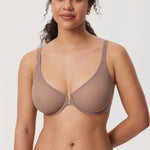 Women's Sheer Mesh Front Closure Posture Bra Brown Purple