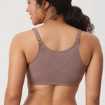 Women's Sheer Mesh Front Closure Posture Bra Brown Purple