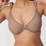 Women's Sheer Mesh Front Closure Posture Bra Brown Purple