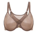 Women's Sheer Mesh Front Closure Posture Bra Brown Purple