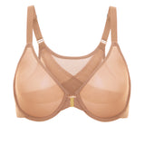 Women's Sheer Mesh Front Closure Posture Bra Barely Buff