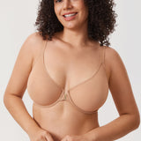 Women's Sheer Mesh Front Closure Posture Bra Barely Buff