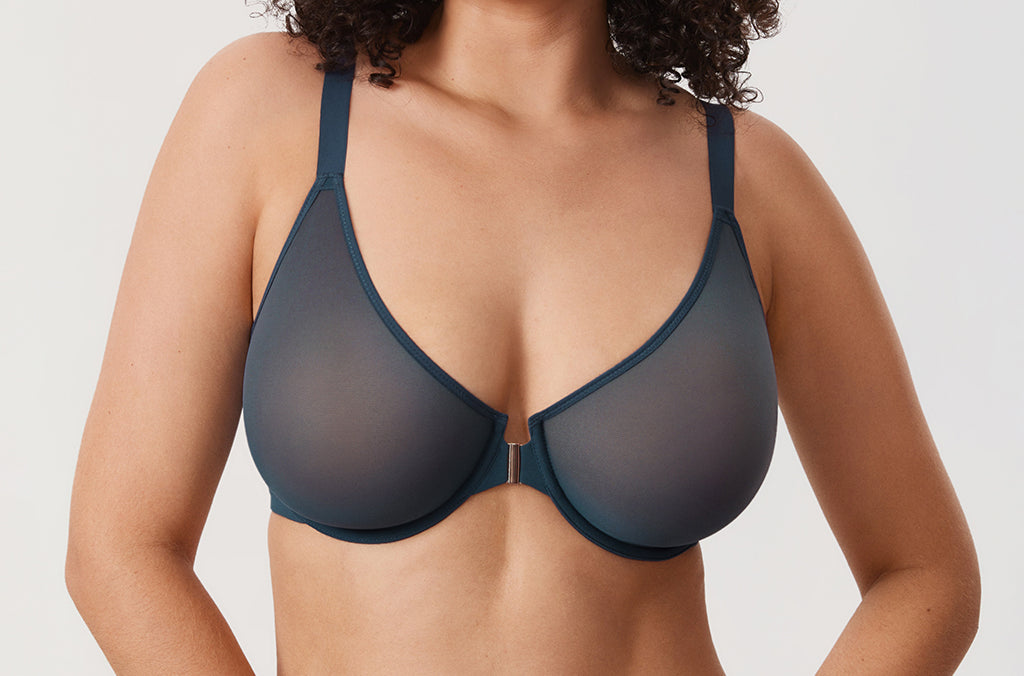 Women's Sheer Mesh Front Closure Posture Bra Sargasso