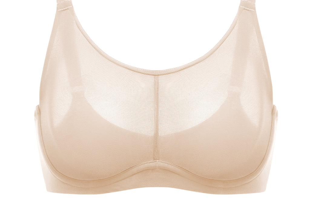 Women's Mesh Monowire Full Coverage Bra - Underwire & Unlined Beige