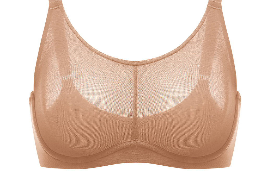 Women's Mesh Monowire Full Coverage Bra - Underwire & Unlined Barely Buff