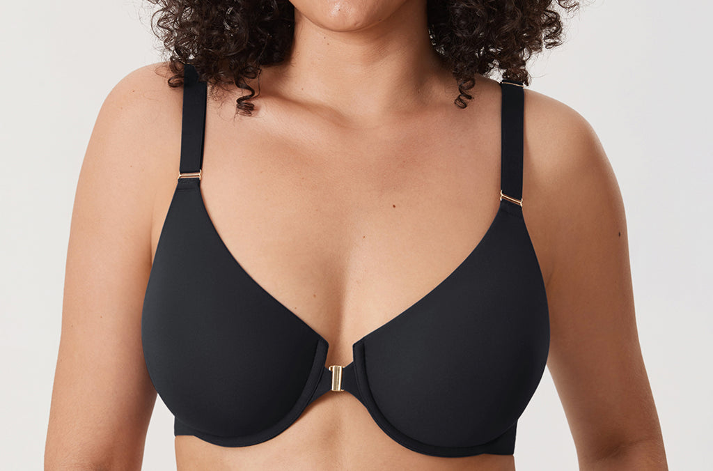 Women's Convertible X-Back Front Closure Bra - Underwire/Unlined/Racerback Black