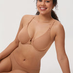 Women's Convertible X-Back Front Closure Bra - Underwire/Unlined/Racerback Barely Buff