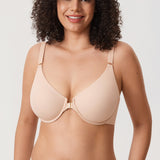 Women's Convertible X-Back Front Closure Bra - Underwire/Unlined/Racerback Beige