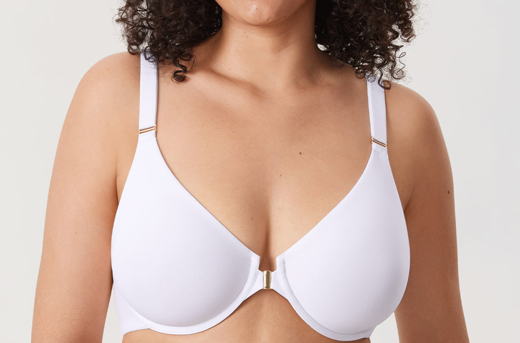 Women's Convertible X-Back Front Closure Bra - Underwire/Unlined/Racerback White