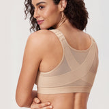 Women's Soft X-shaped Back Posture Bra Cashew